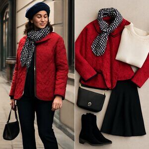 Vintage Red Quilted Jacket – Fall/Holiday Chic
